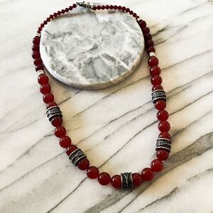 Carnelian Beaded Necklace‎ | Irish Mothers Knot Motif | Natural Stone Beads